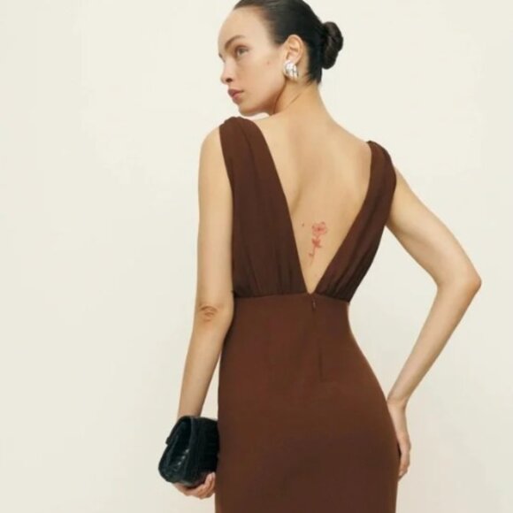 Reformation Velda Dress Brown - Size 8 - Picture 3 of 6